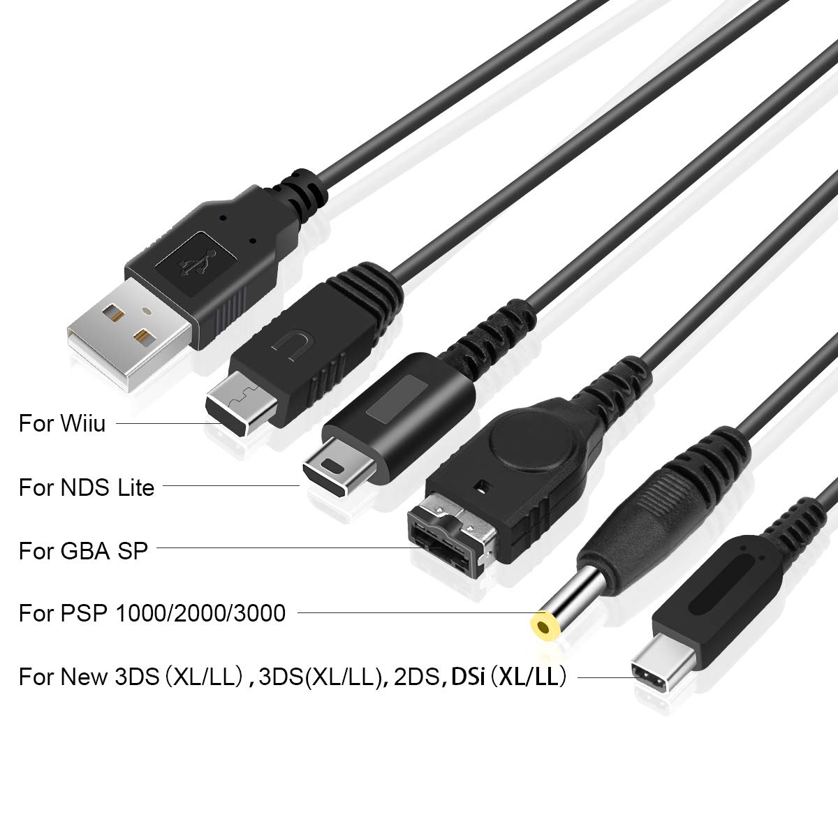 SNCE TREND 5 in 1 Multi-Function USB Charger Cable Compatible for DS Lite Dsi 3DS Wiiu PSP Game Boy Advance SP 1000 2000 3000: Video Games