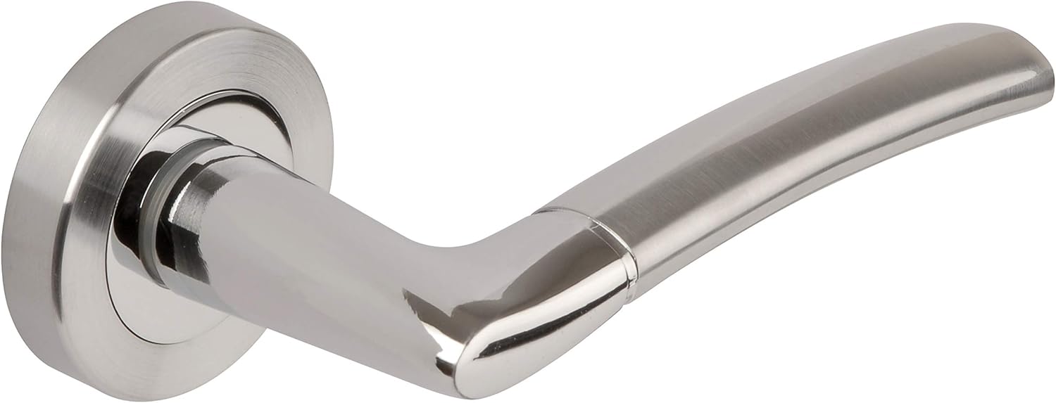 Polished/Satin Chrome Dual Finish Lever on Rose Door Handles Plus Design - Image 3