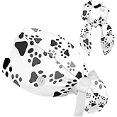 Women's Working Caps with Bow Scrunchies Cute Dog Paws Pattern Lace-Up Hat Unisex Hair Covers One Size