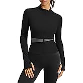 Locachy Women's Lightweight Workout Athletic Jacket Slim Fit Full Zip Butterluxe Cropped Running Yoga Coats with Thumb Hole
