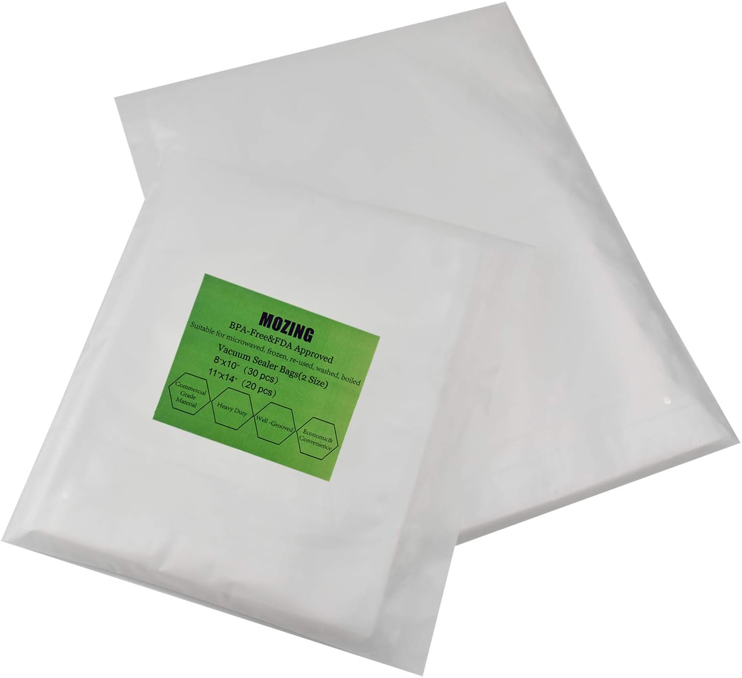 Mozing Vacuum Sealer Bags, Size 8x10 & 11x14 Inch
