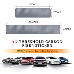 Yourkar 4 PCS Car Door Sill Protector, 3D Carbon