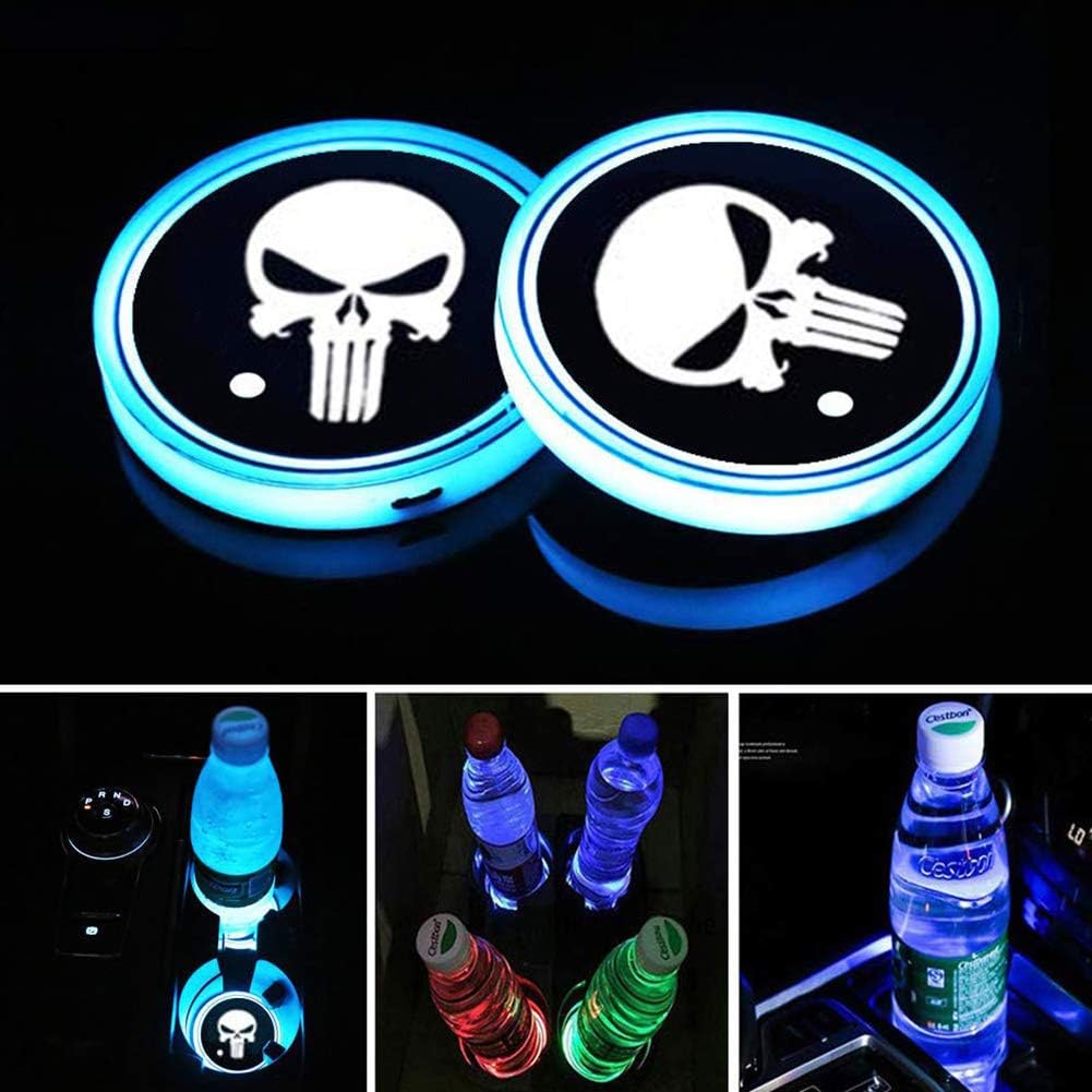 Sanpanie LED Car Cup Holder Lights 7 Colors Changing USB Charging Mat Luminescent Cup Pad Coaster Insert LED Interior Atmosphere Lamps