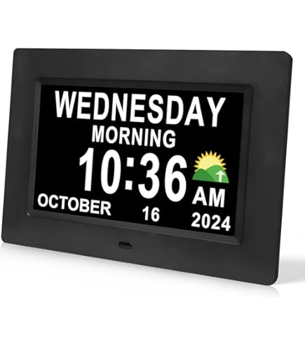 SSINI Digital Calendar Dementia Alarm Clock With Day And Date For Elderly - 15 Alarms 5 Colors Display Large Display Alzheimers Clock Large Digital Clock For Seniors (7in Black - View #11