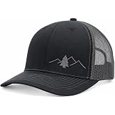 LINDO Trucker Hat [ Great Outdoors Design ] for Men and Women: Mid Profile Cap with Breathable Mesh Back and Adjustable Snap