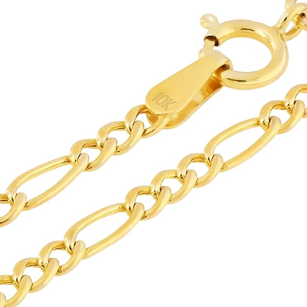 Amazon.com: Nuragold 10k Real Yellow Gold Figaro Link 2.5mm Chain