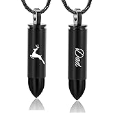 Yinplsmemory Cremation Jewelry for Ashes Locket Deer Bullet Pendant Urn Necklace for Ashes Keepsake Memorial Jewelry for Ashes for Dad Papa