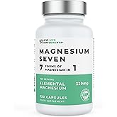 Magnesium Seven | 7 Forms of Magnesium in One - Glycinate, Orotate, Taurate, Lactate, Malate, Citrate, Sucrosomial | 120 Capsules 30 Day Supply | Manganese and Vitamin B6 for Absorption