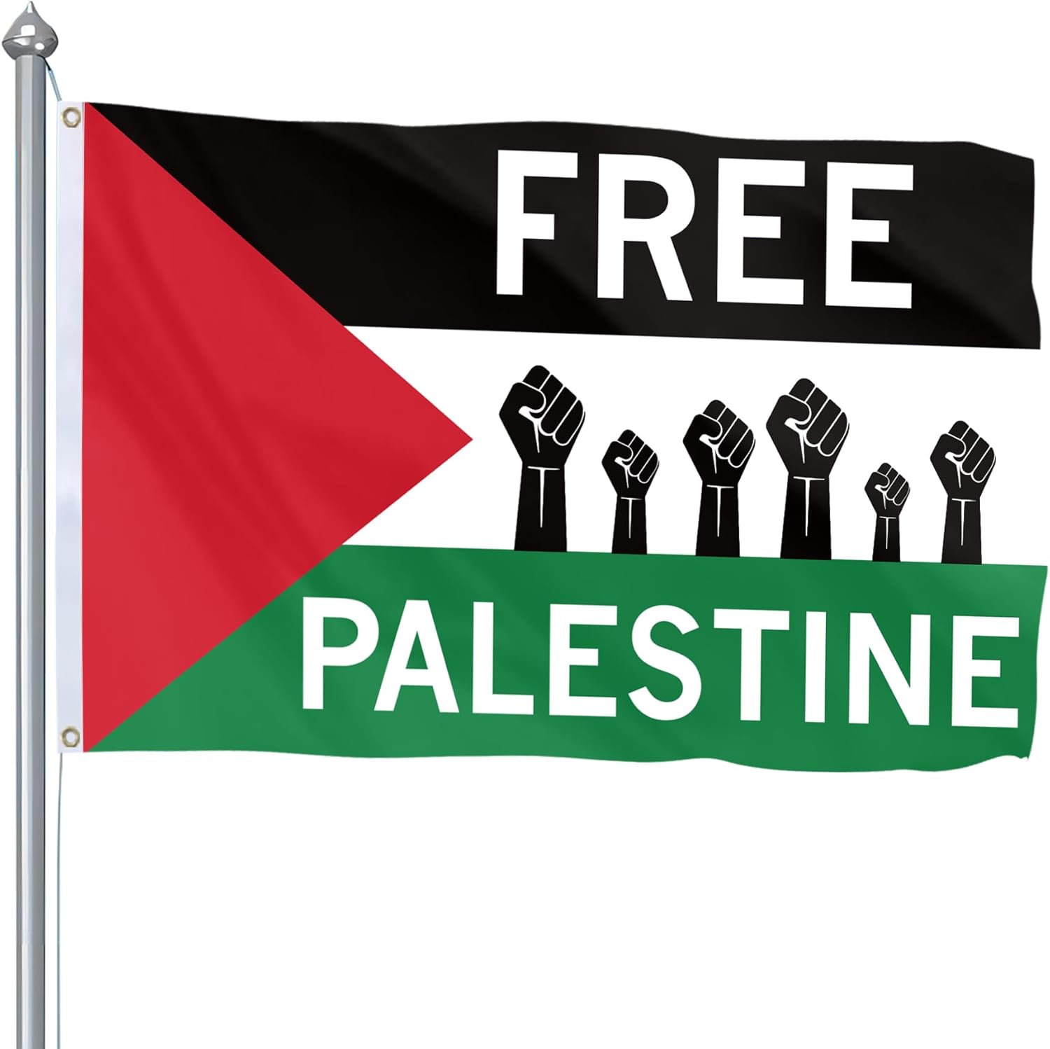 Flags - Palestine Palestinian Flags Free Palestine Flag Double Printed Flag 3X5Ft Vivid Color and Double Stitched Polyester with 2 Brass Grommets For Outdoor Indoor Garden Decor…