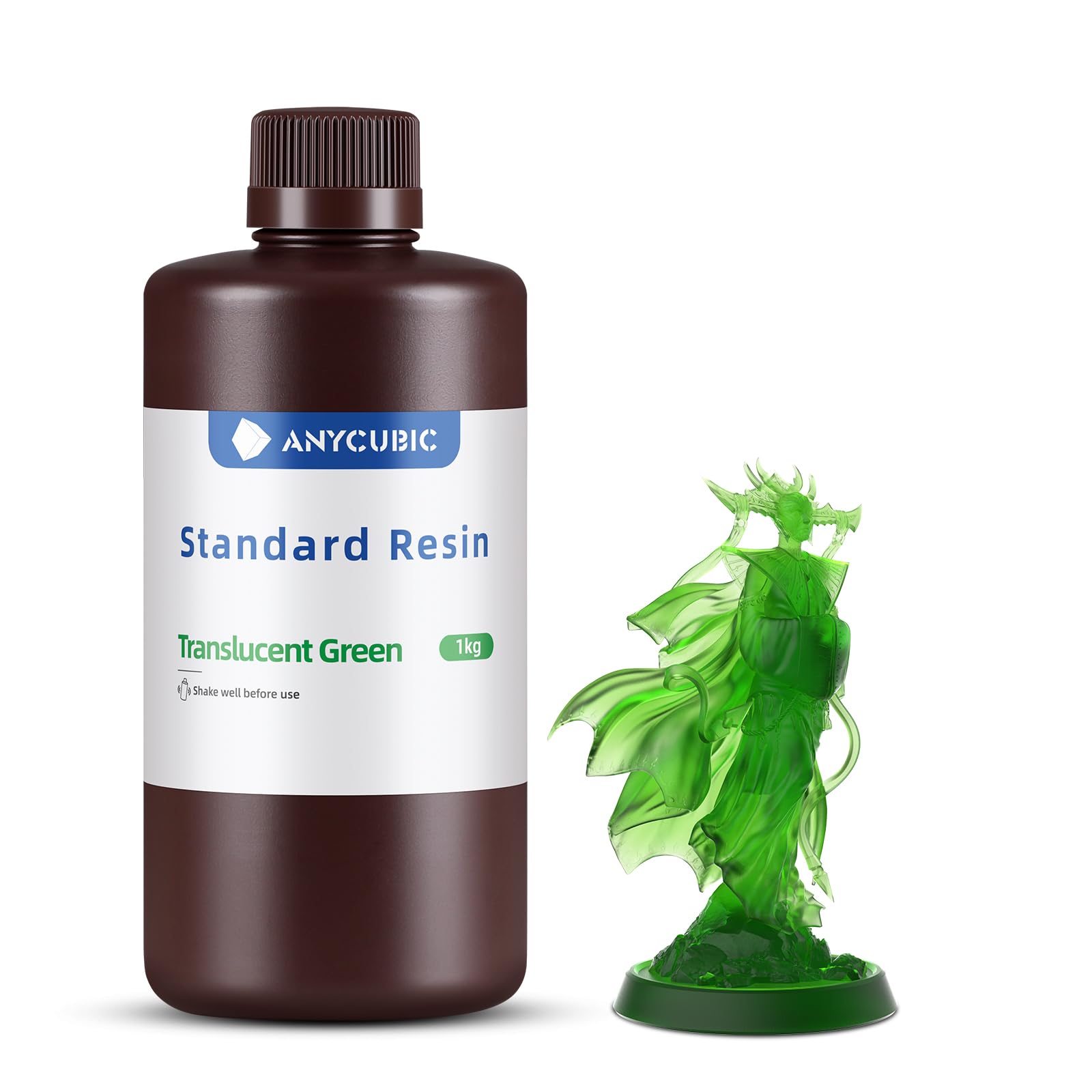 ANYCUBIC 3D Printer Resin 1KG, Standard 405nm UV Fast Curing Photopolymer Resin with High Precision and Low Shrinkage for 8K/14K LCD Resin 3D Printer, Green