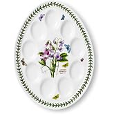 Portmeirion Botanic Garden 12-inch Devilled Egg Platter, Sweet Pea Motif - Durable Porcelain Serveware with Chip-Resistant Glaze - Dishwasher, Microwave, Freezer, Oven Safe Elegant Tableware