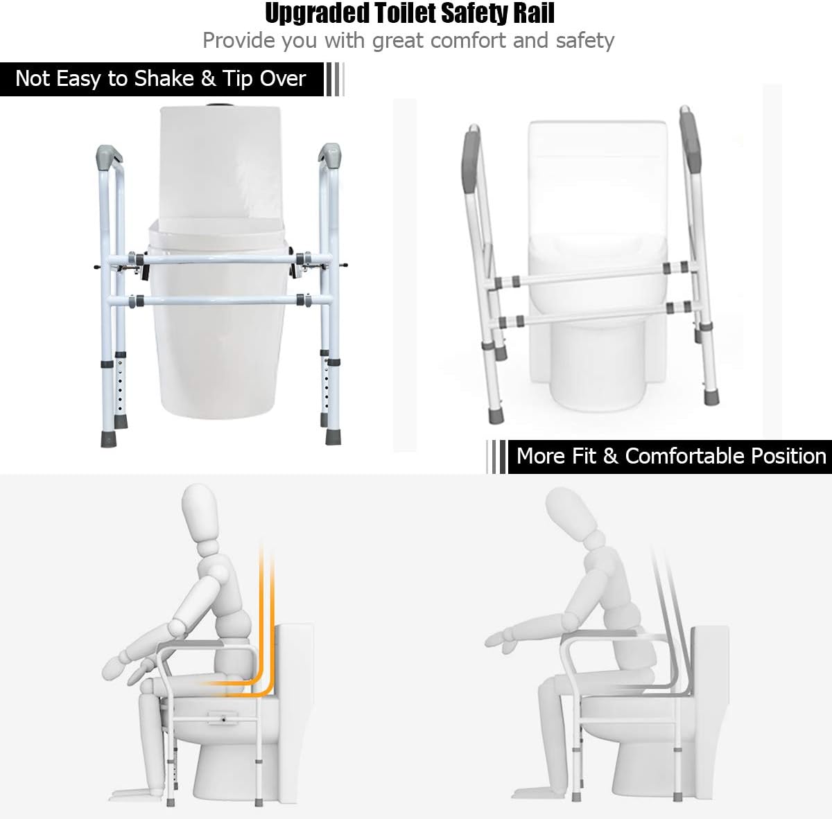 Giantex Toilet Safety Rail Free Standing Toilet Rail W/ 360°Rotatable Clip,Adjustable Height & Width Toilet Armrest 300 LBS Weight Capacity for Disable Elderly Bathroom Toilet Safety Rail: Health & Personal Care