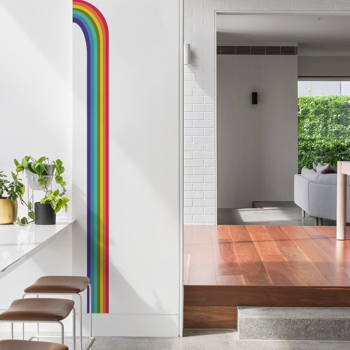 Timelesslong Rainbow Wall Stickers for Living Room Girls Boys Nursery Bedroom, Vinyl Colorful Wall Decals Removable Wall Murals Peel and Stick Wall Decor Art Wallpaper for Adult Room Office