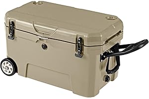 Goplus Portable Hard Cooler, Insulated Rolling Cooler w/6-Day Ice Retention, Pull Handle, Wheels, Outdoor Ice Chest Box w/2 C