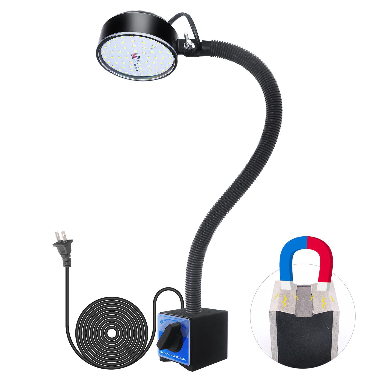 Photo 1 of 20W WangJiaTai Magnetic Work Light, LED Machine Light with 20 in Flexible Gooseneck and Magnetic Base, Magnetic Shop Lamp, Lathe Light, for Work Bench, Sewing Machine, Grill, Industrial Lighting,Black
