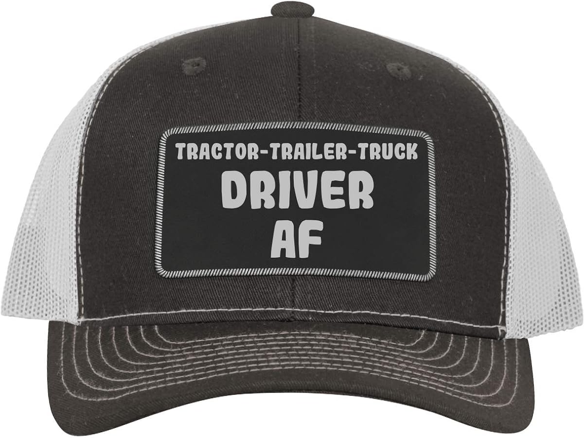 TractorTrailerTruck Driver AF Leather Black Patch Engraved Trucker