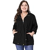 Agnes Orinda Women's Plus Size Anorak Jacket Lightweight Utility Drawstring Waist Casual Outfits Jackets with Pockets
