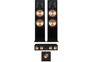 Klipsch RF-7 III Black Ash Wood Furniture Made Floorstanding Speaker Pair with a Klipsch RC-64 III Black Ash Wood Furniture Made Center Channel Speaker and a Klipsch RP-1200SW 800W Subwoofer (2017)