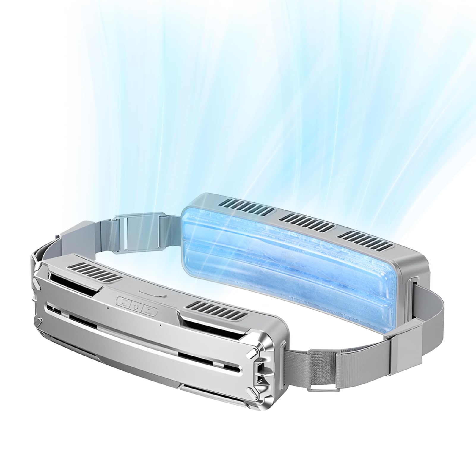 Goshyda Wearable Waist Fan, 3 Air Speeds Adjustable Rechargeable Belt Fan, Portable Handsfree Waist Blower Fan for Camping Outdoor Sports, Large Area Cooling Perspiration (Silver Gray)