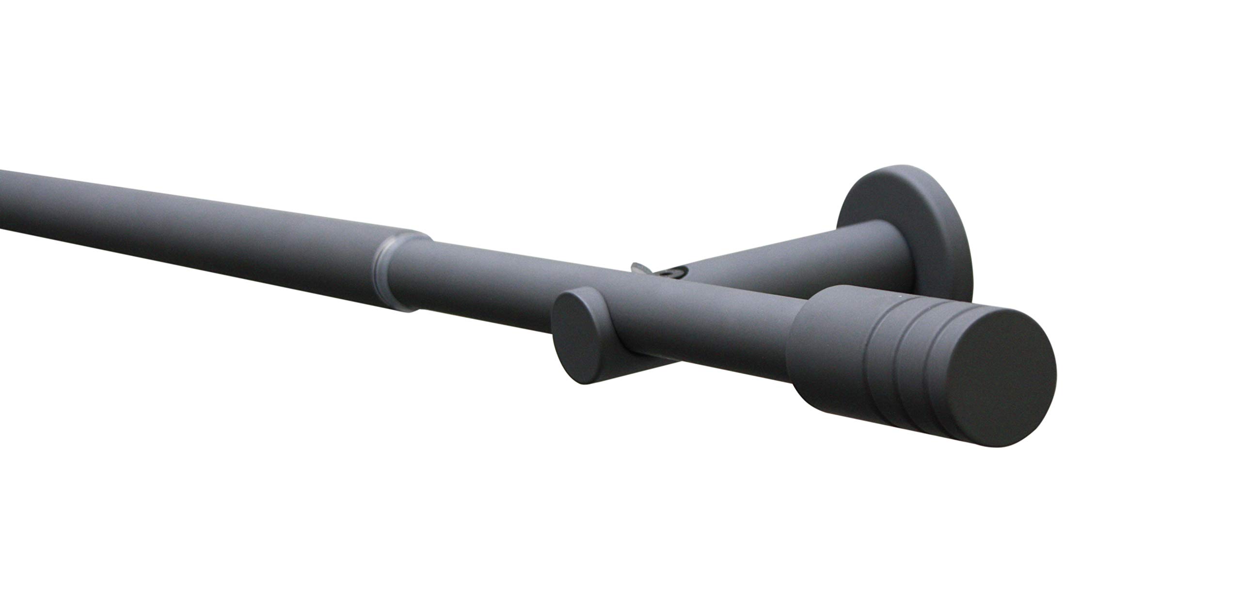 GARDINIA Elba Stone Grey Metal Curtain Pole Set 120-210 cm Length