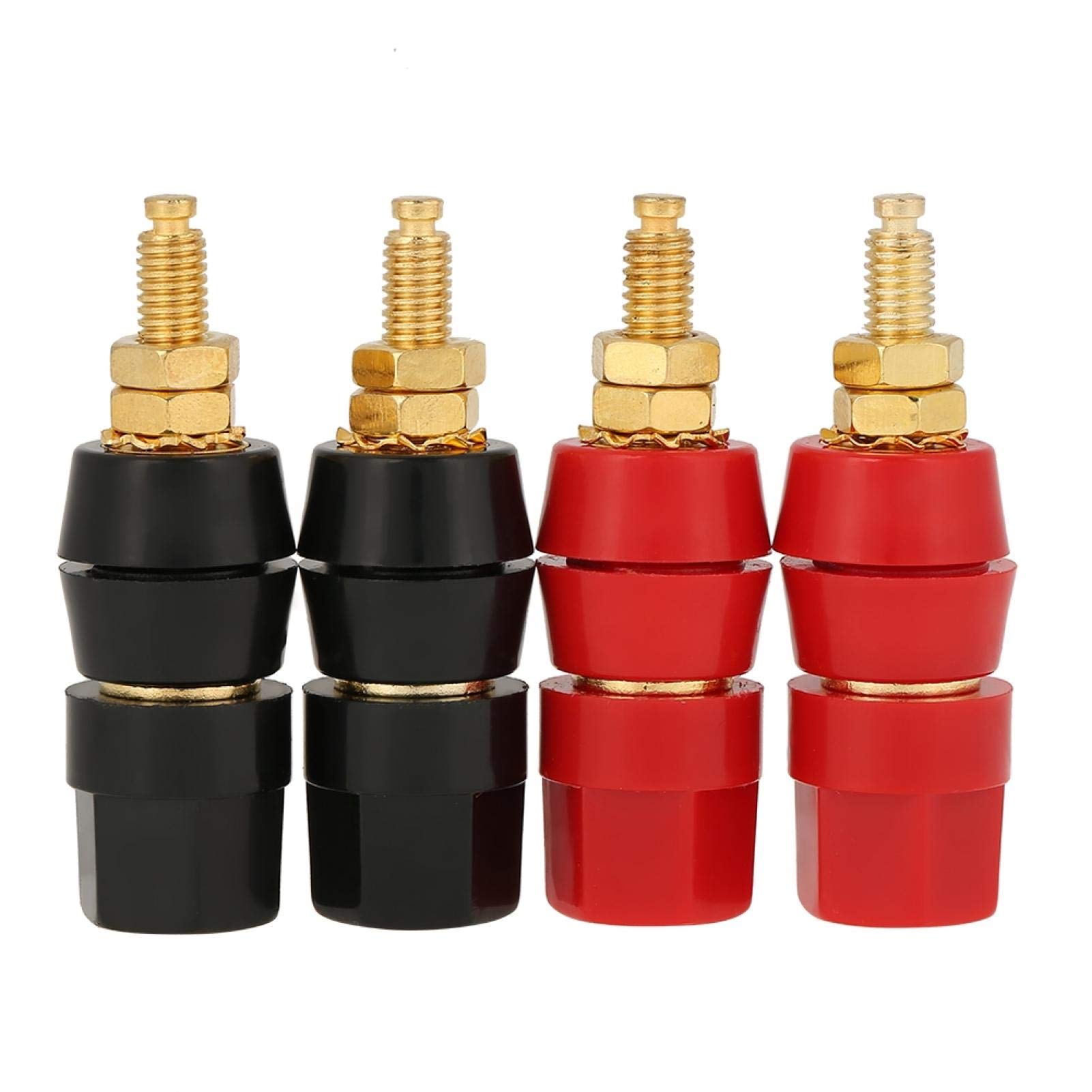 Fafeicy 4Pcs Binding Post Socket Adapter for 4mm Banana Plugs Speaker Terminal 50x15.7mm Black Red Audio Connector