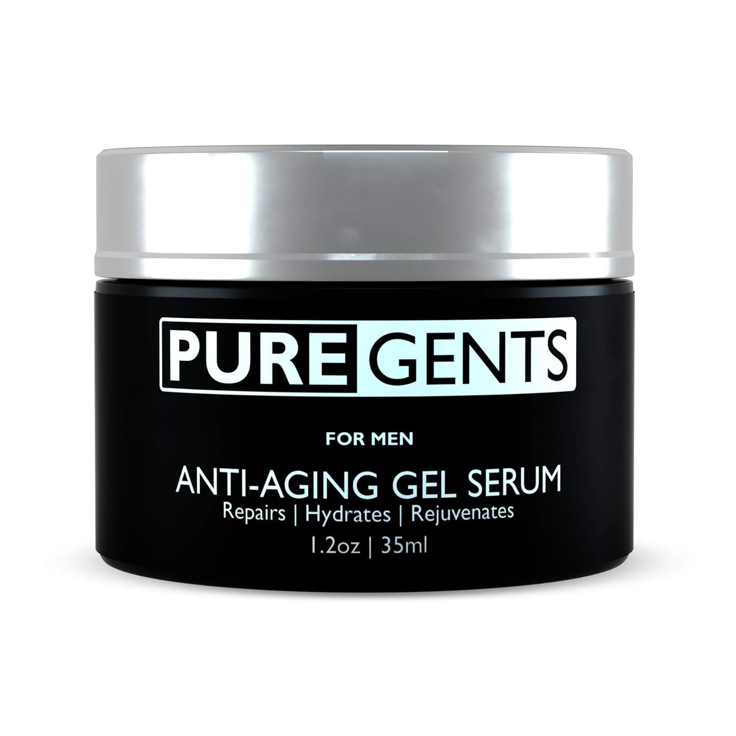 PUREGENTS Facial Moisturizer For Men (1.2 OZ.) - Anti-Aging Face Gel Serum, Aqueous Extract of Green Tea, Sodium Hyaluronate, Pentapetide-3, Retinol, Day and Night Gel Cream