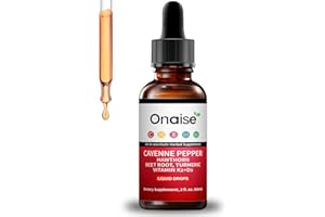 ONAISE Cayenne Pepper Liquid Drops, Liquid Supplement with Organic Hawthorn, Beet Root Powder, Turmeric, Vitamins K2 & D3, Berberine Extract (1)