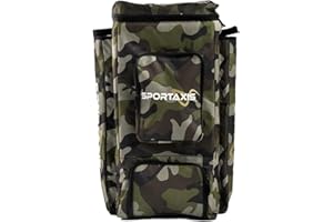 SPORTAXIS Cricket Full Duffle Kit Bag - Camouflage Green, Multiple Compartments, Adjustable Padded Straps - Ideal Cricket Kit