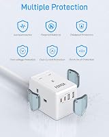 FDTEK 3M Extension Lead USB Slots 3 AC Outlets 4 USB 13A 3250W Wall Mount view 2