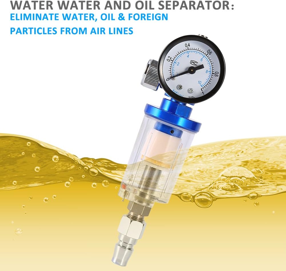 Yosoo Spray Gun Tyre Air Regulator Meter + Oil Traps, Water Filter, Separator, Black - Image 3