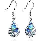 Sterling Silver Peacock Dangle Earrings - Abalone Drop Earrings - Peacock Jewelry Gifts For Women and Girls