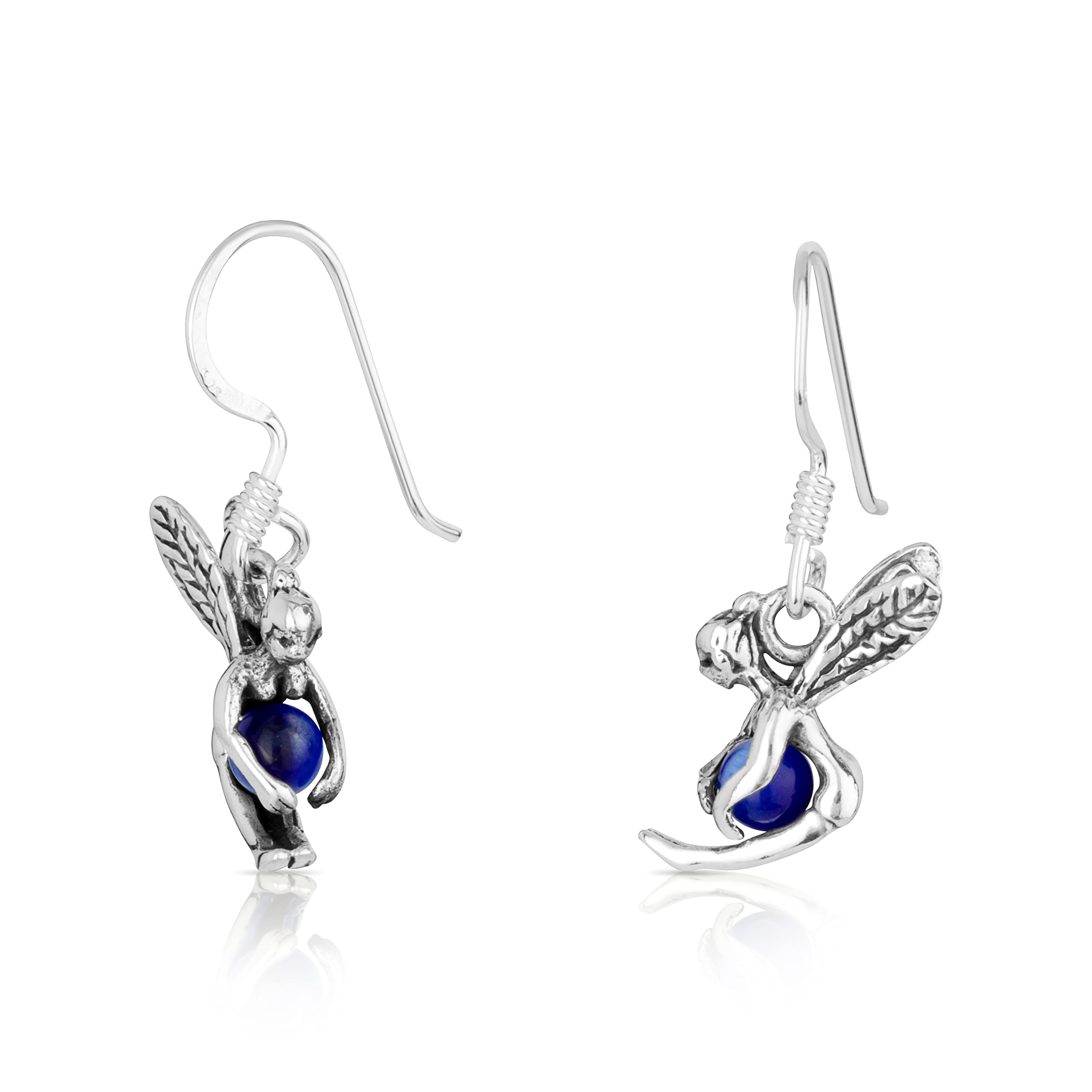 NKlaus pair of fairy motif jewellery ball blue earrings 2,5g 925 Sterling Silver Fantasy 4968