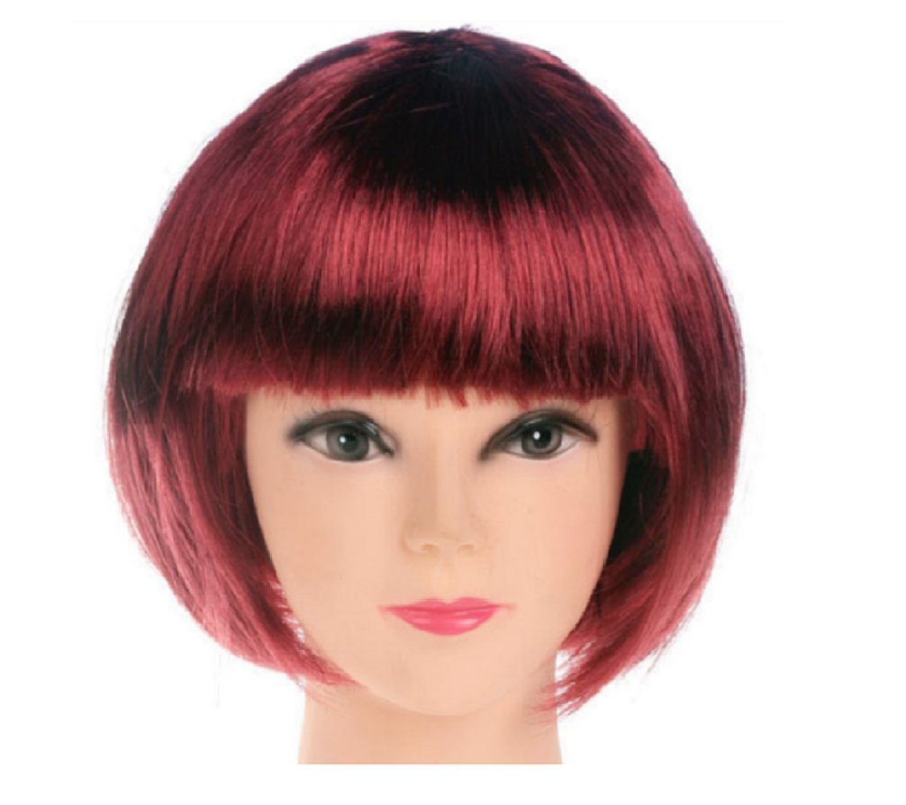 Matissa WOMEN'S LADIES SHORT BOB WIG FANCY DRESS COSPLAY WIGS POP PARTY COSTUME (Wine Red)