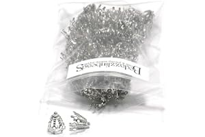BEDAZZLINBEADS 100 Big 12mm Plated Brass Bell Bead End Cap Charm Settings with Loop Ring & 7 Legs (Platinum Plated)