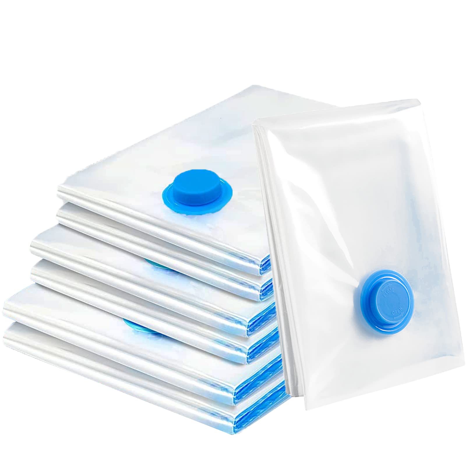 Vacuum Storage Bags for Clothes - 6 Pack(2 Jumbo + 2 Large + 2 Medium)Reusable Clothes Storage Bags Vacuum Sealer Bags with Double Zip Seal Travel Space Saver Bags for Duvets, Bedding, Quilts, Pillows — image 1