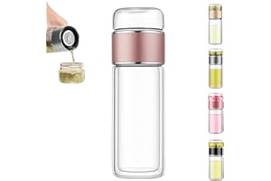Glass Infuser, 3-in-1 Smart Tea Infuser, Leak-Proof Tea Maker Bottle with Dual Chamber Filter Double-Walled Glass Portable In