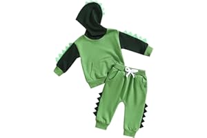 PUHHAPIEY Baby Boy Clothes Toddler Fall Winter Outfits Dinosaur Long Sleeve Hoodies Tops & Jogger Pants Sweatsuit