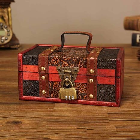 Amazon Co Jp 宝箱 鍵付き 小物入れ コードロック アンティーク 持ち手ちき 宝箱 木製ボックス ケース お札 貯金箱 かわいい宝箱 収納 インテリア小物 おしゃれ 宝石箱 ジュエリーボックス おもちゃ箱 S ホーム キッチン