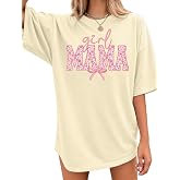 Mama Shirt for Women Oversized Floral Letter Print Graphic Tee Mom Tops | Soft Skin Friendly Fabric,True To Size,Mother's Day Mom's Birthday Gift,Durable Prints Floral Letter Print Graphic Tee