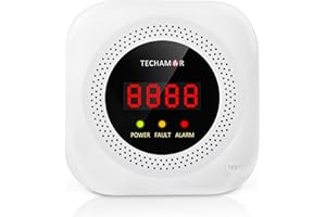 Techamor Natural Gas Detector and Propane Alarm, Gas Leak Detector, Natural Gas Sniffer, Propane Detector, Tester and Monitor for LNG, LPG, Methane with Voice Warning and Digital Display