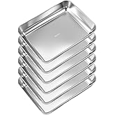6PCS 304 Stainless Steel Baking Sheet,10x7.76inch Toaster Oven Pans Metal Trays for food Cookie Sheets for Baking Non-Stick, Rust Resistant Stainles Steels Cookie Sheets for Bakings