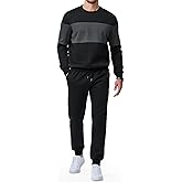 Dokotoo Men Men's 2 Piece Sweatsuits Outfits Casual Crewneck Color Block Sweatshirt Joggers Sweatpants Set Tracksuit