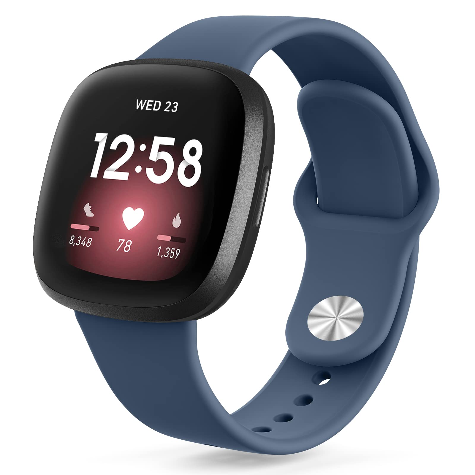 Vancle Strap for Fitbit Versa 3/4/Sense 2, New Buckle Soft Silicone Adjustable Replacement Strap, Deep Blue — image 1