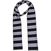 CozofLuv LIXNRECE Black and Grey Striped Men's Scarf for Winter Men's Costume Accessory For Halloween Cosplay (#2)