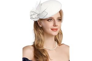 RZTA Women's Vintage 100% Wool Felt Cloche Bucket Bowler Hat Winter Vintage Bow Fedoras Church Fascinator