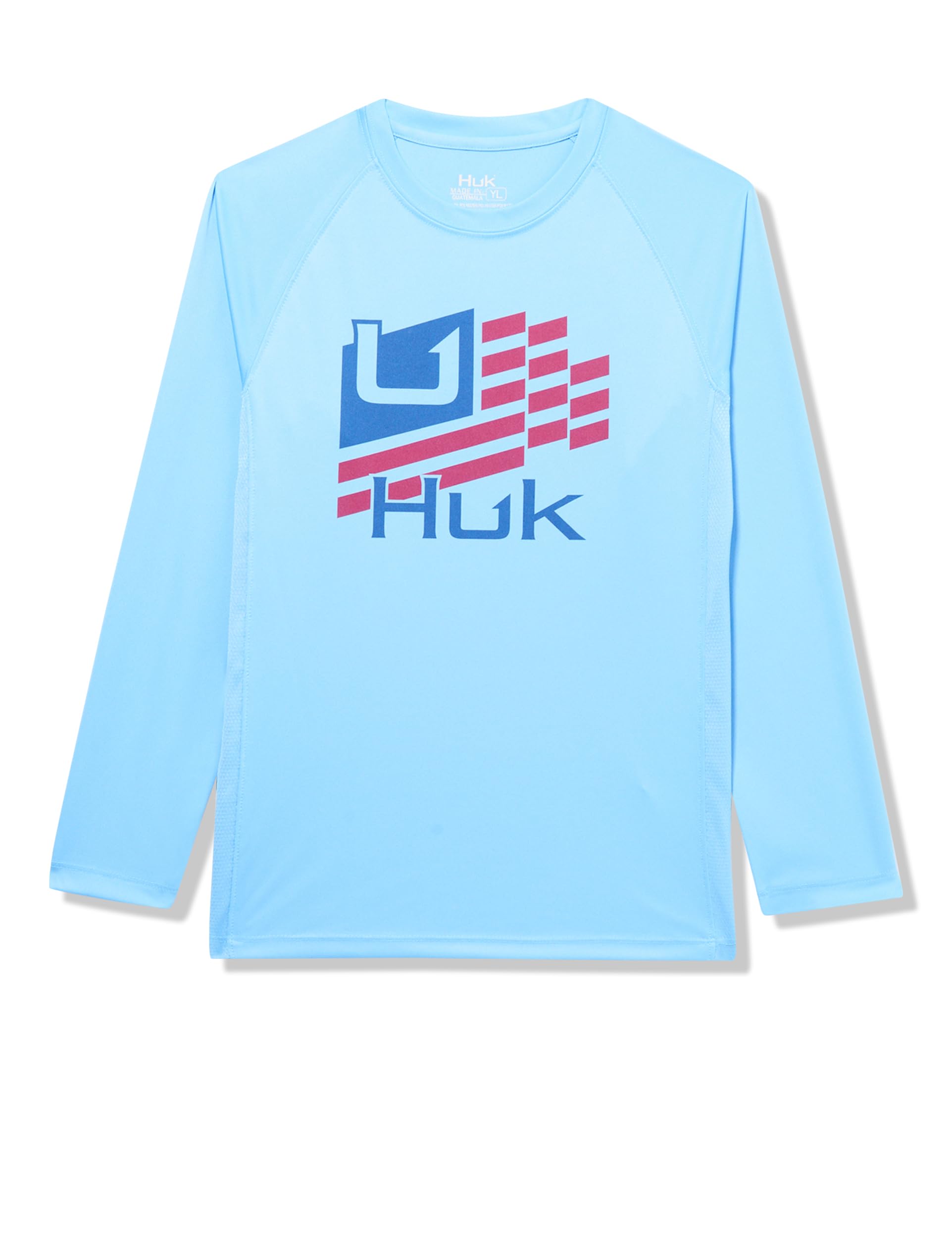 HUK Youth Pursuit Pattern Long Sleeve, Fishing Shirt for Kids, Stripes-Marolina Blue