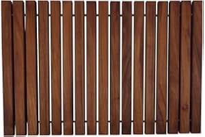 NORDIC STYLE TEAK Nordic Teak 100% Solid Teak Wood String Mat - Indoor and Outdoor Use - Non-Slip Wooden Platform for Sauna, Pool, Hot Tub Flooring Decor and Protector (Oiled Finish, 23.62" x 15.75")