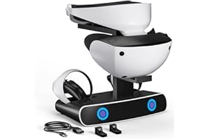 LUCKIT Charging Dock Stand for PSVR2 Touch Controller with Sony Playstation VR2 Headset Display Stand, Charging Station with Type-C Cable for 2 Controllers, Quick Charging Stand with LED Indicator Light