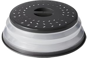Newbyt Microwave cover for Food 10.5”, Microwave Cover Collapsible Splatter Cover Colander Lid, Easy Grip, BPA Free (Black)