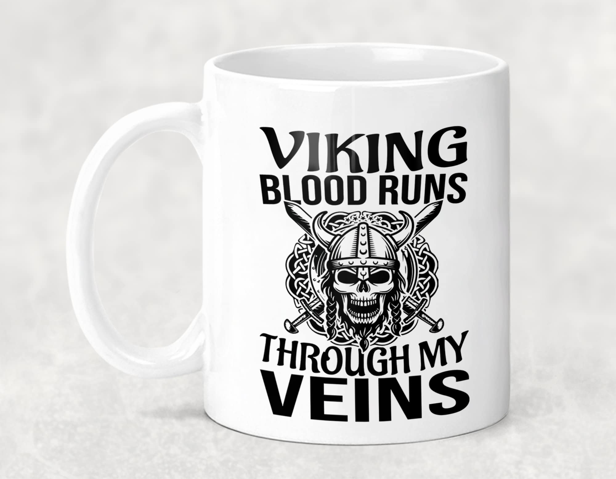 Millhouse Prints Viking Blood Runs Through My Veins, Cool Viking Themed Coffee Mug